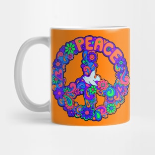 Blue Peace and Love Symbol Mug